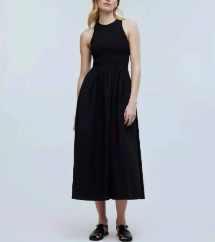 Melody Smocked Midi Dress In Black