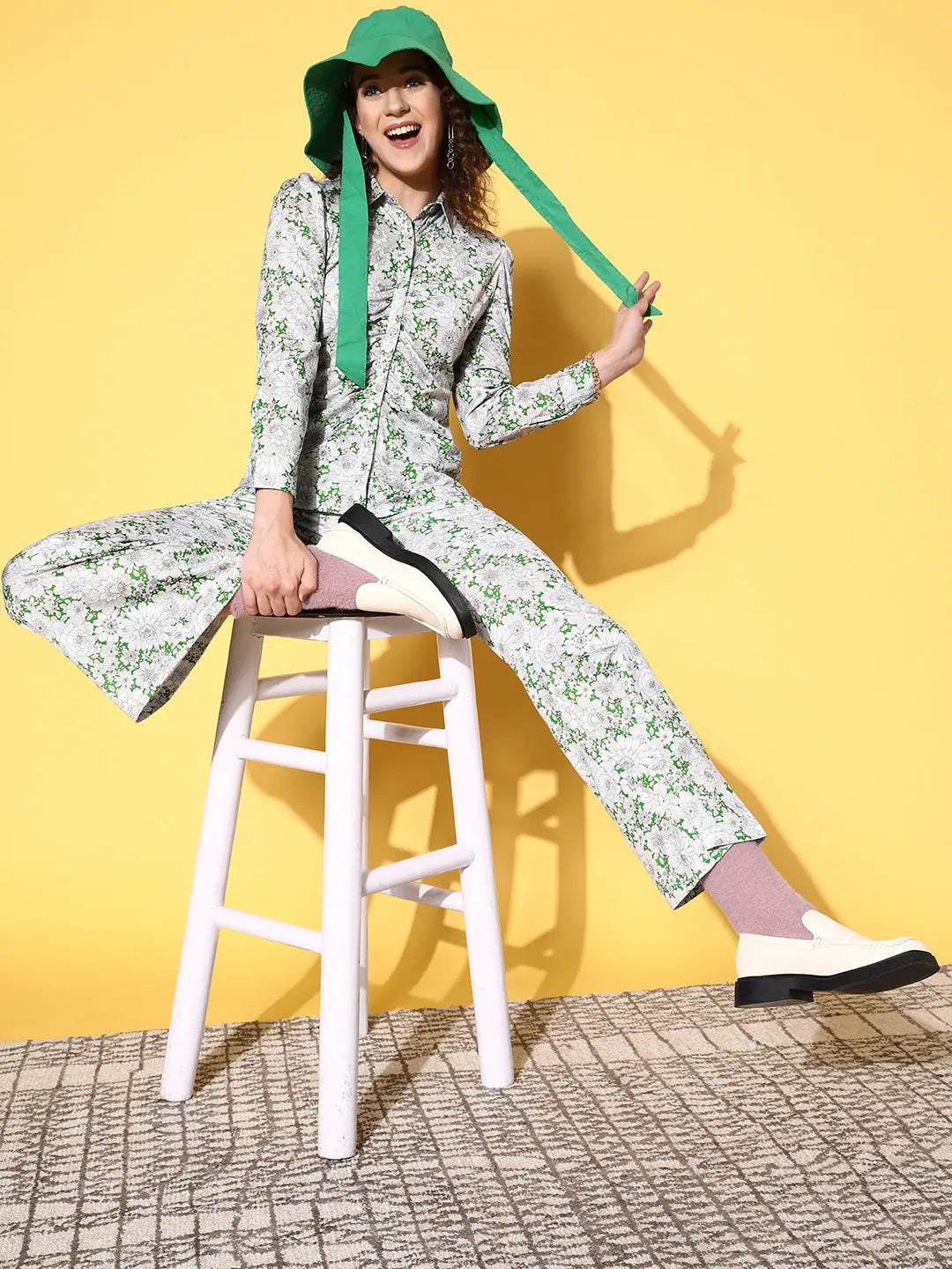 Women Printed Green Jumpsuits & Sets