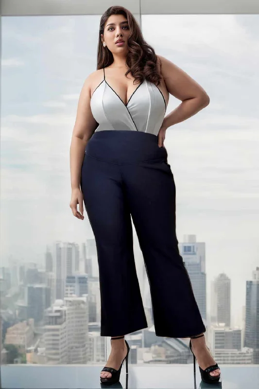 Plus Size Navy Bell Bottom Pants