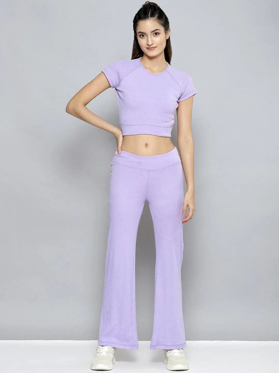 Women Solid Lavender Jumpsuits & Sets