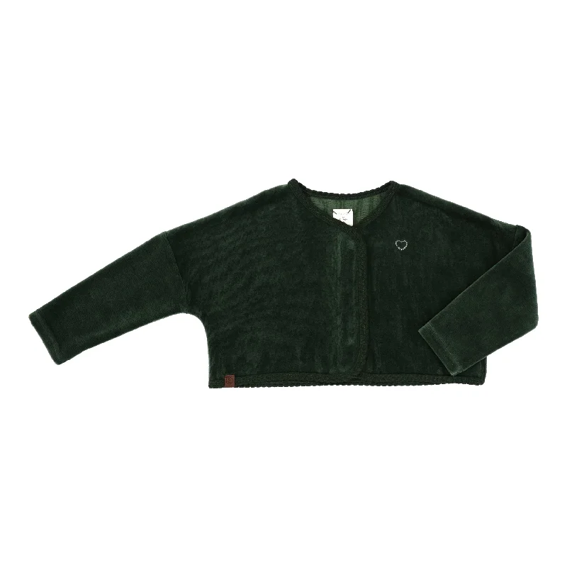 Analogie Velour Cardigan - Green