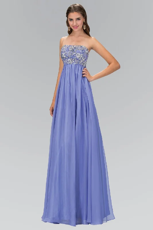 Elizabeth K - GL1069 Strapless Ornate Chiffon Empire Gown