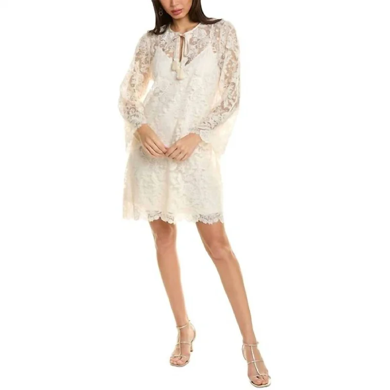 Harper Recycled Lace Mini Dress In Ivory