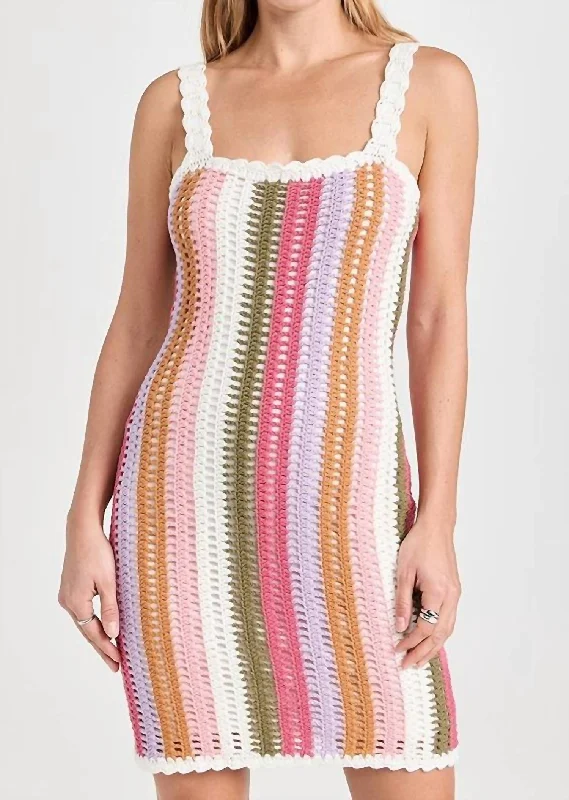 Lito Crochet Mini Dress In Multi Stripe