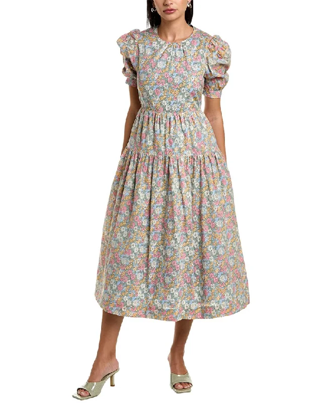 en saison Poplin Floral Midi Dress