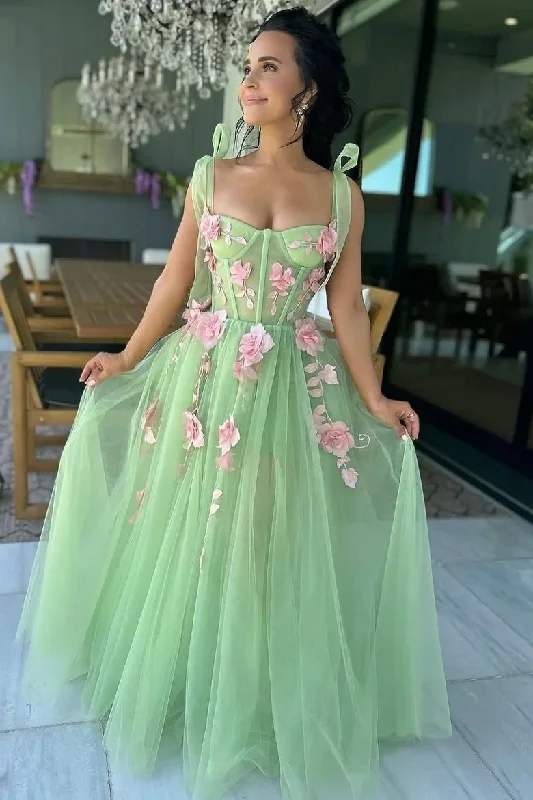 A-line Newest 2025 Long Prom Dresses, Appliques Elegant Girl Party Dresses, Fashion Formal Dresses