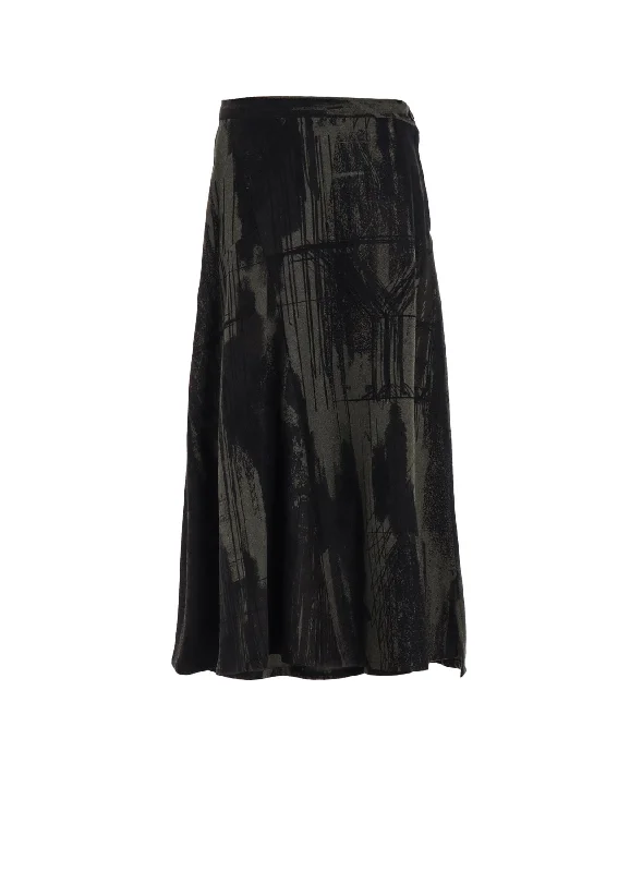 WOOL FLANNEL LOGO SCRIBBLE PT ASYMMETRIC FLARE SKIRT