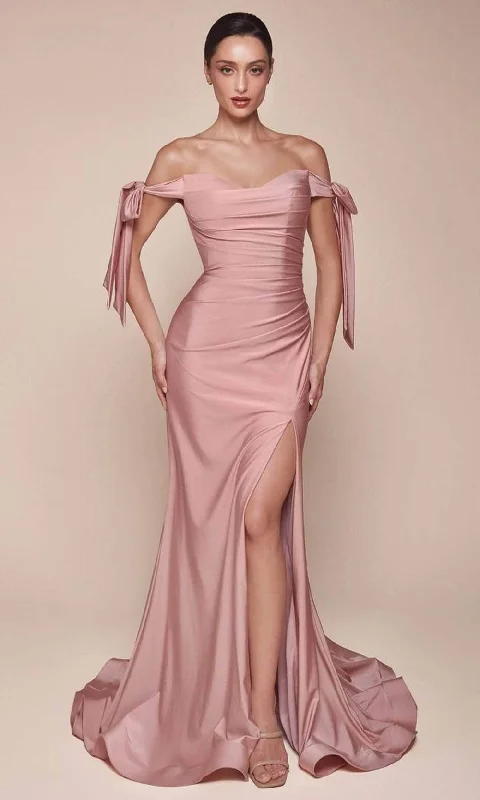 Cinderella Divine - CD943 Off-Shoulder Luxe Jersey Prom Dress