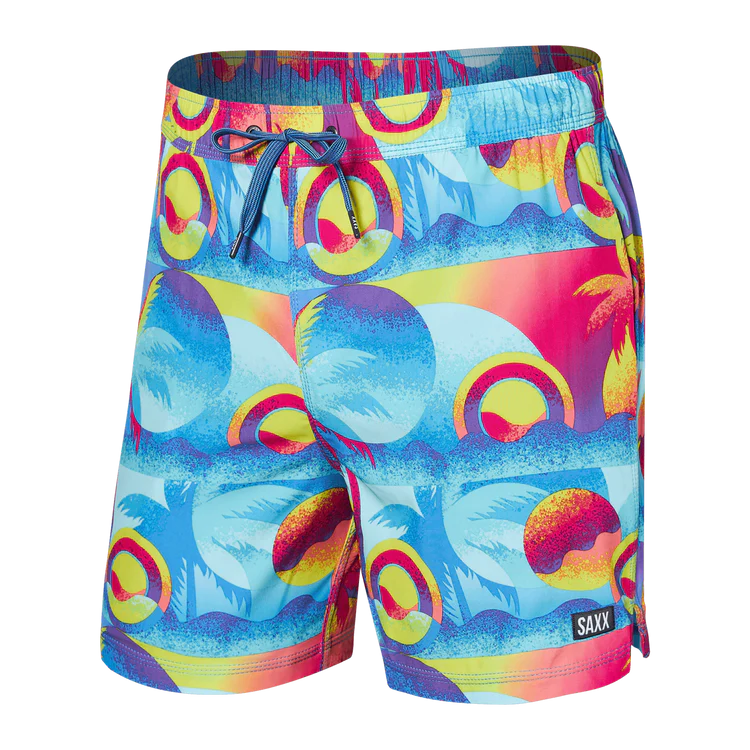 SAXX 5-Inch Oh Buoy 2N1 Volley Coast 2 Coast Swim Trunks - Blue Multi