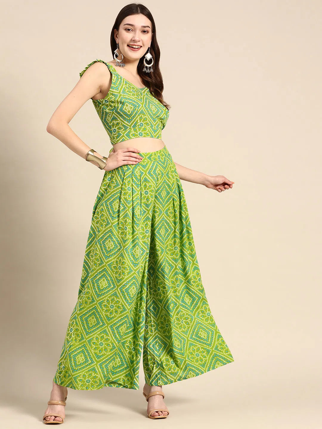 Women Solid Standard Lime Green Jumpsuits & Sets