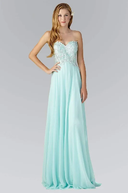 Elizabeth K - GL2049 Strapless Applique Chiffon Gown