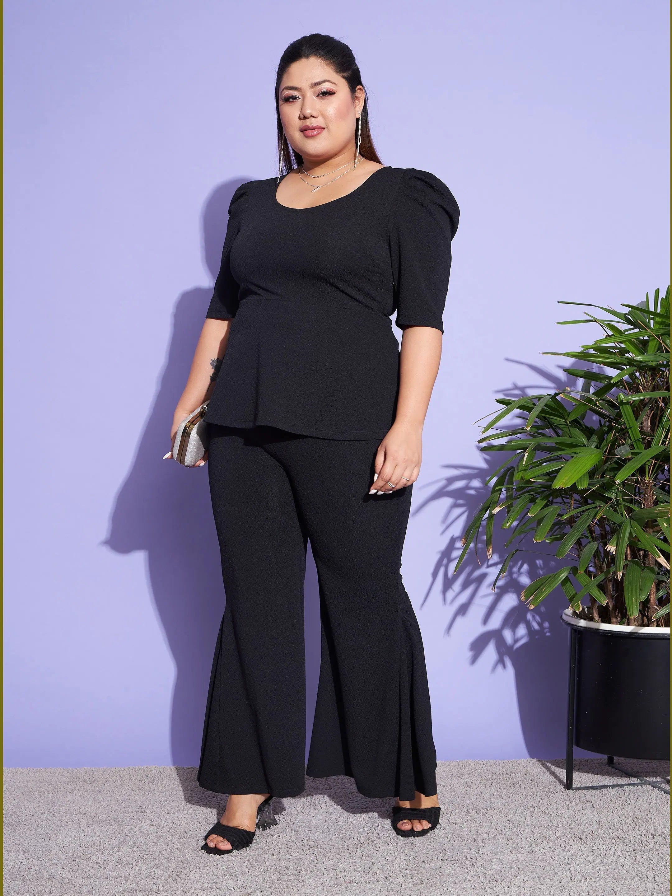 Women Solid Standard Black Jumpsuits & Sets