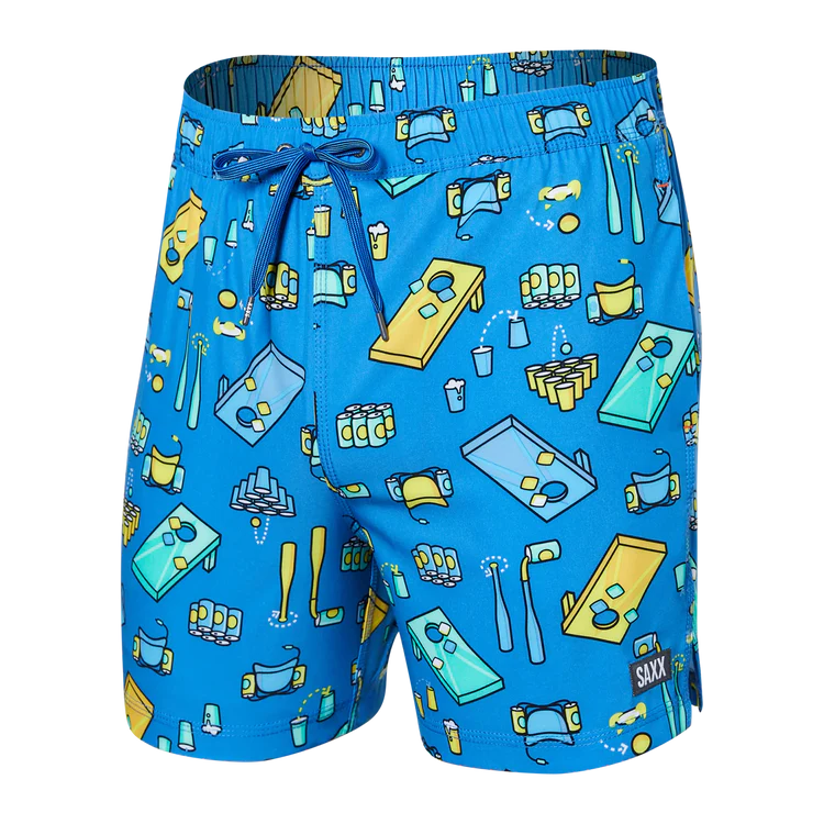 SAXX 5-Inch Oh Buoy 2N1 Volley Beer Olympics Swim Trunks - Racer Blue