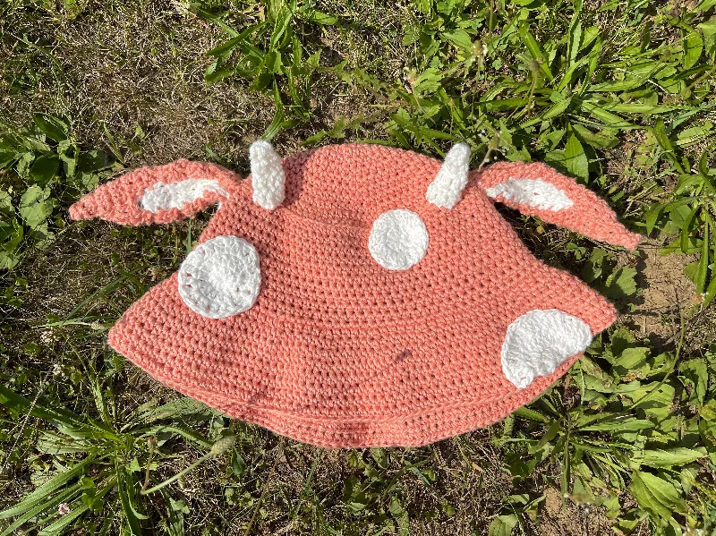 Peach Mushroom Cow Bucket Hat