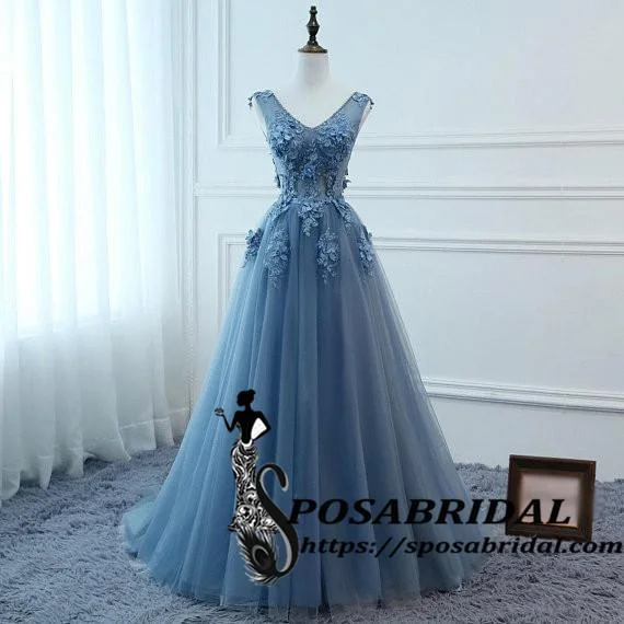 Sexy V-neck Low Back Women Formal Evening Prom Party Dresses Long Lace Flowers Bridesmaid Dresses ,WG321