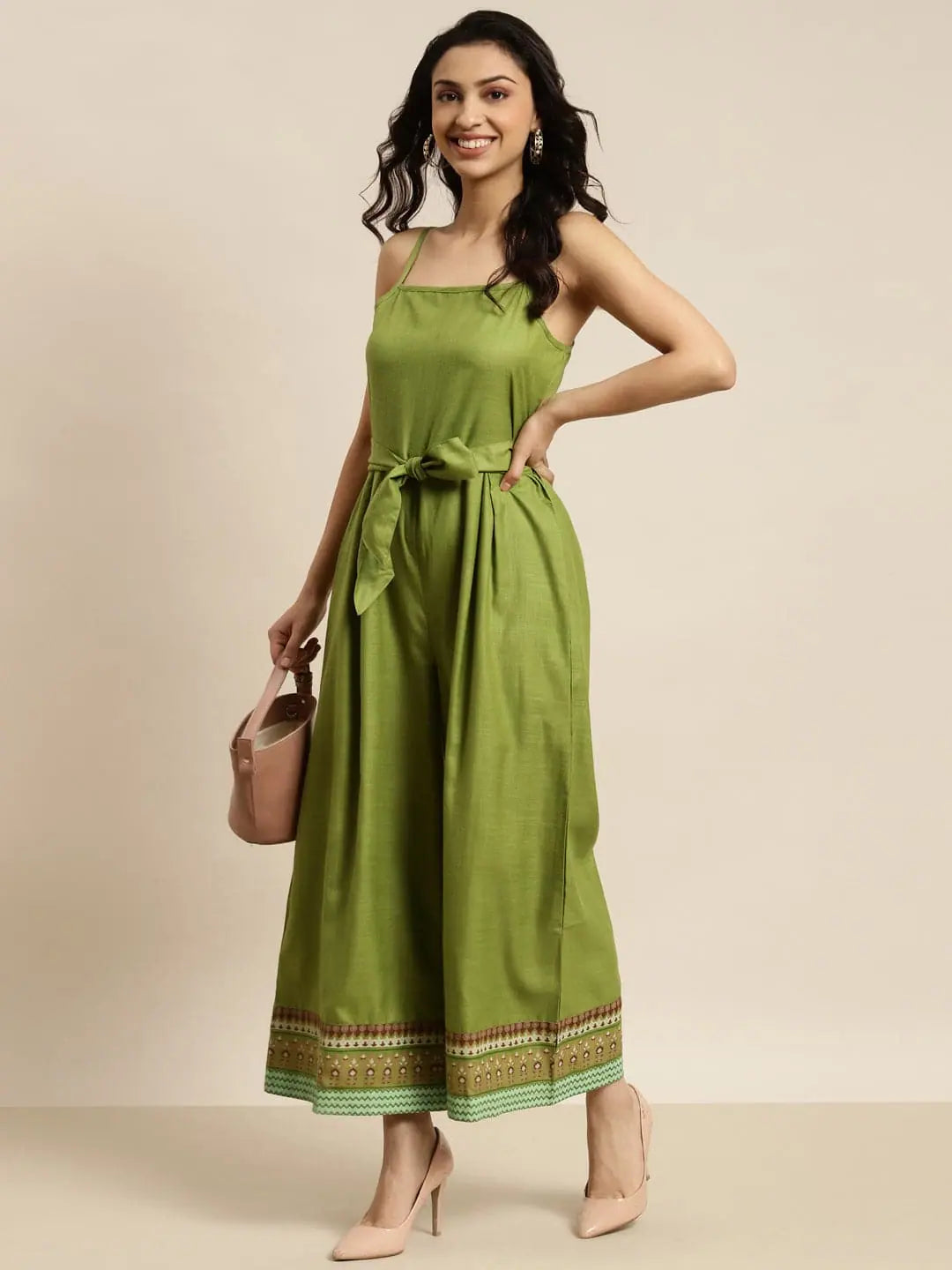 Women Printed Green Jumpsuits & Sets