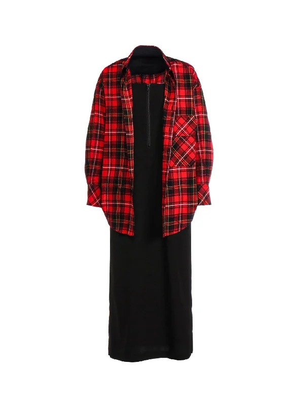 TARTAN CHECK DOUBLE LAYERED DRESS