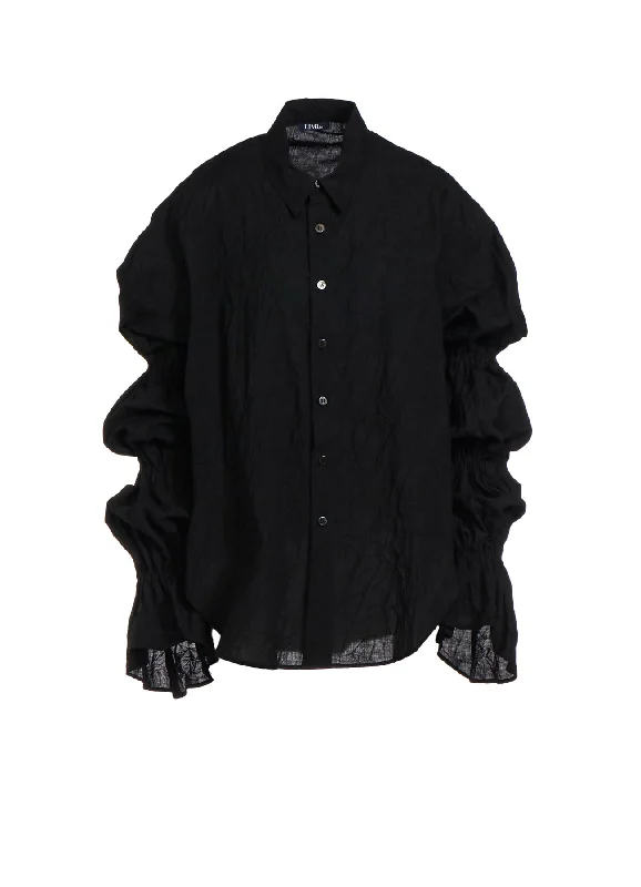 WASHER TYPEWRITER GATHERED SLEEVE BLOUSE