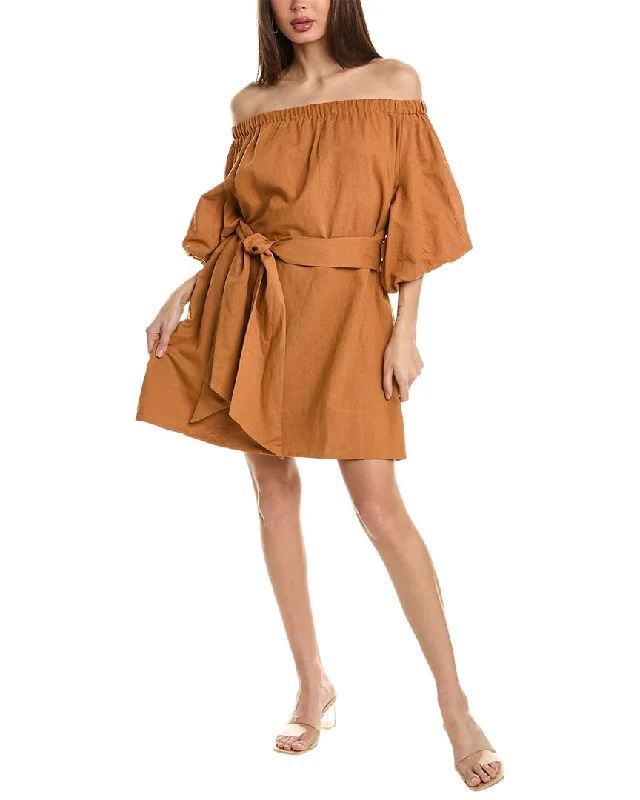 Beulah Off-The-Shoulder Linen-Blend Mini Dress