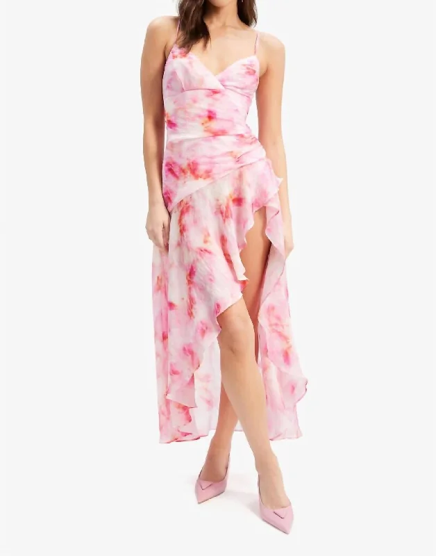 Sorella Printed Mini Dress In Pink Tie Dye