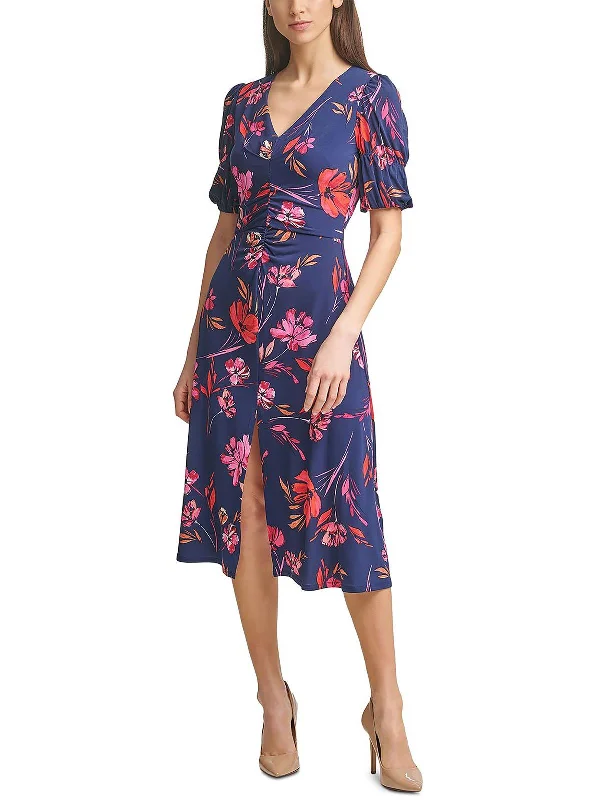 Womens Ruched Midi Midi Dress