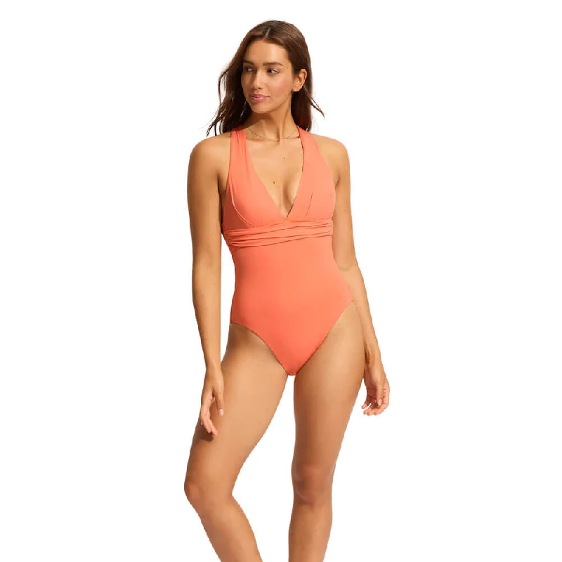 Seafolly Collective Cross Back Swimsuit  - Melon