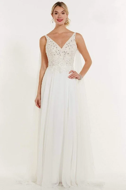 Alyce Paris Cascading Paneled Beaded Chiffon Gown