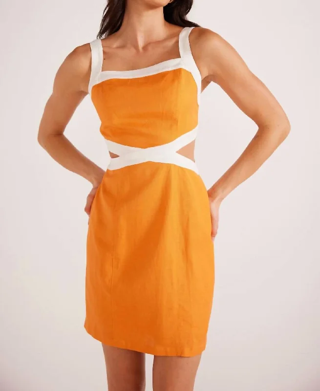 Jacques Contrast Mini Dress In Orange