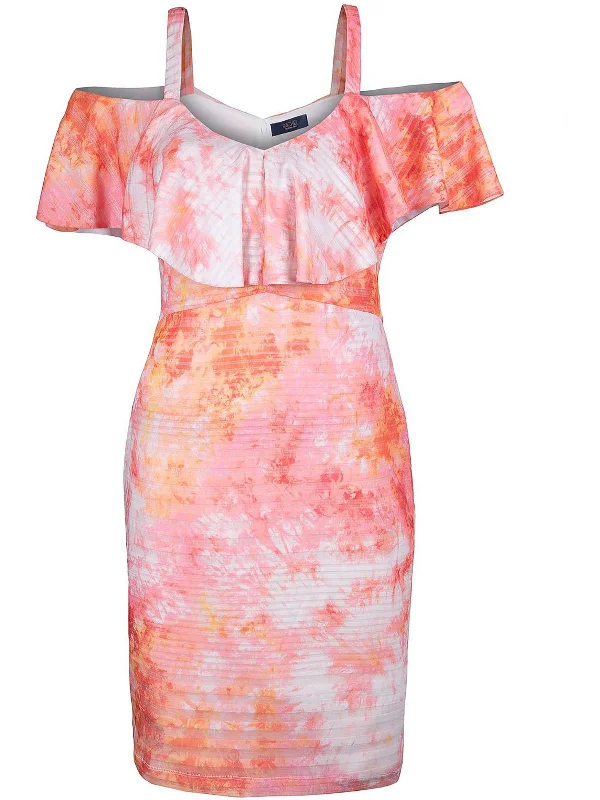 Plus Womens Tie-Dye Striped Midi Dress