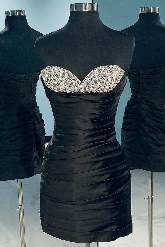 Black Strapless Beaded Little Black Dress