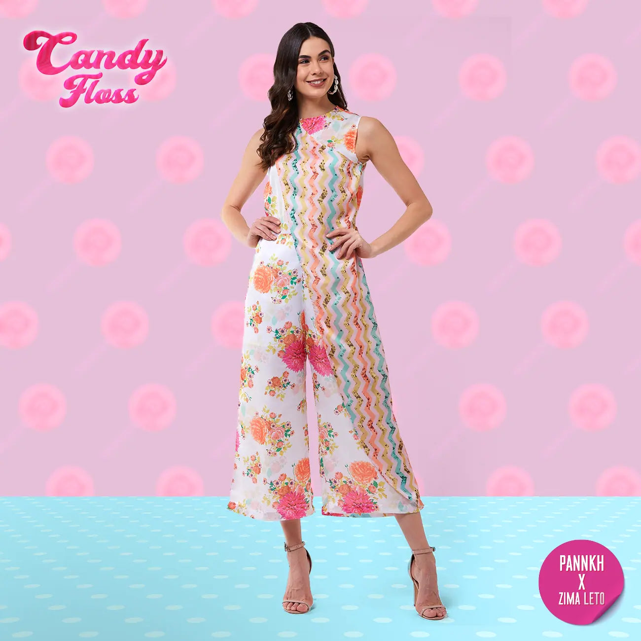 Candy Inspired Digital Printed Wrapped Jumpsuit