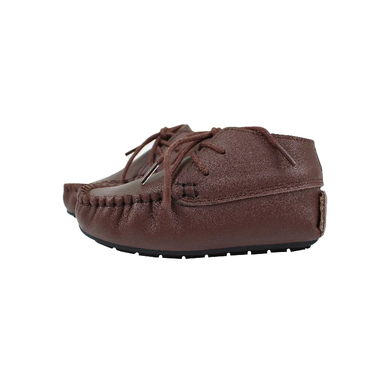 Perroquet Baby Casual Laced Leather Shoes - Dark Brown