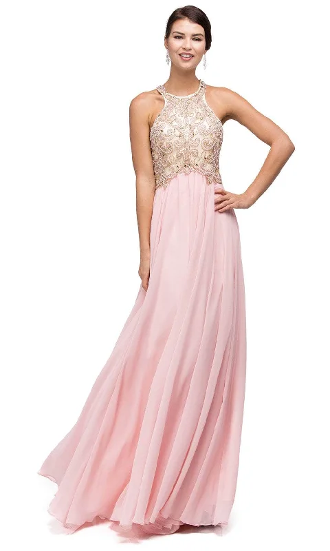 Dancing Queen 9776 - Illusion Racer Back A-Line Prom Gown