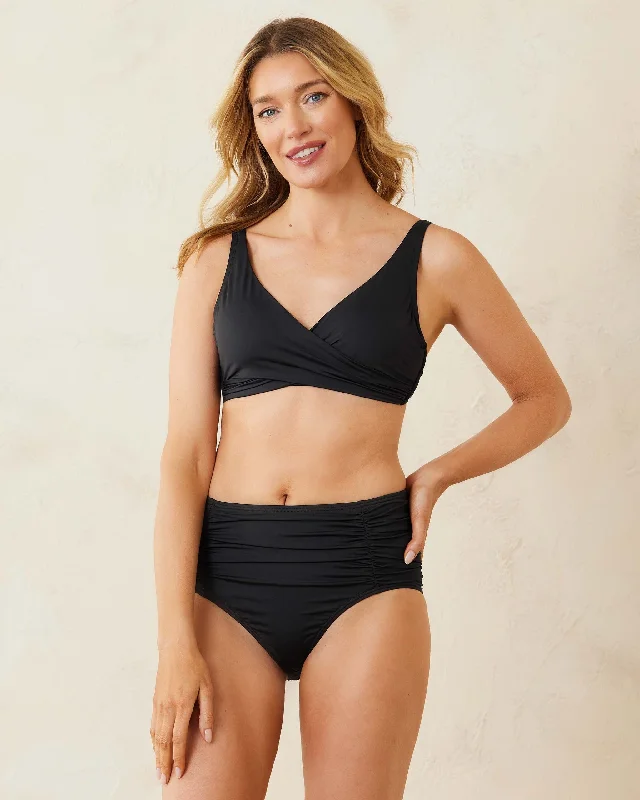 Tommy Bahama Pearl Solids Underwire Wrap Front Bra Top - Black*