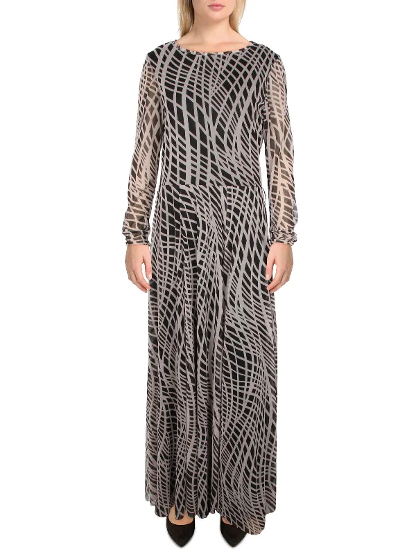 Womens Mesh Printed Maxi Dress