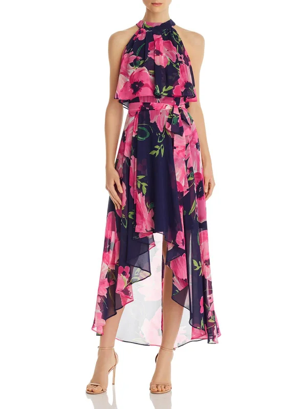 Plus Womens Floral Halter Midi Dress