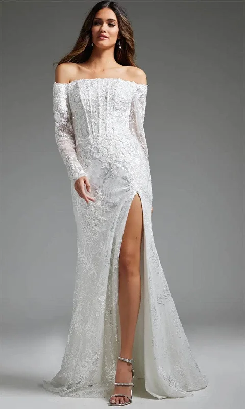 Jovani JB23106 - Long Sleeve Off Shoulder Bridal Gown