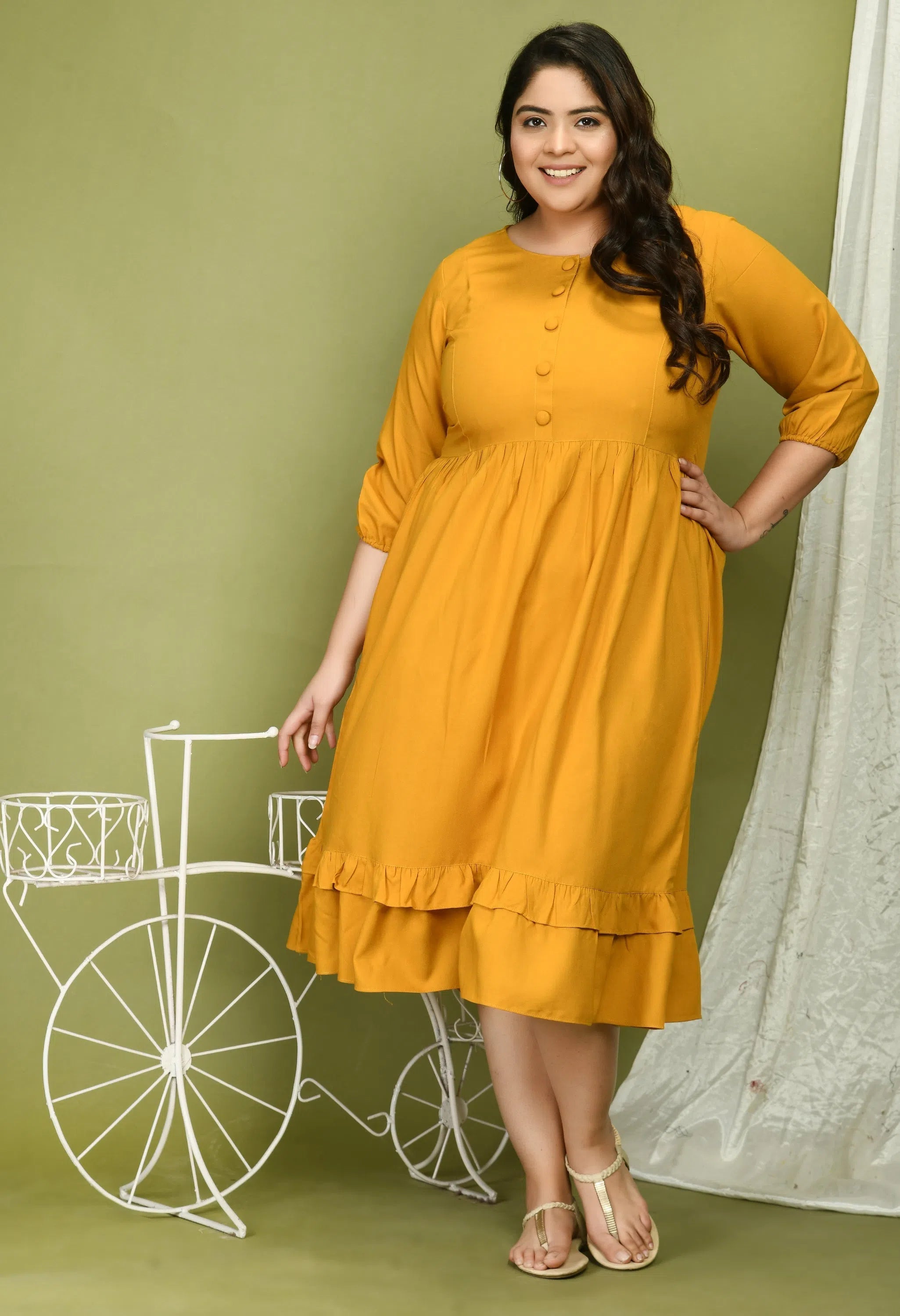 Women Solid Plus Size Mustard Jumpsuits & Sets