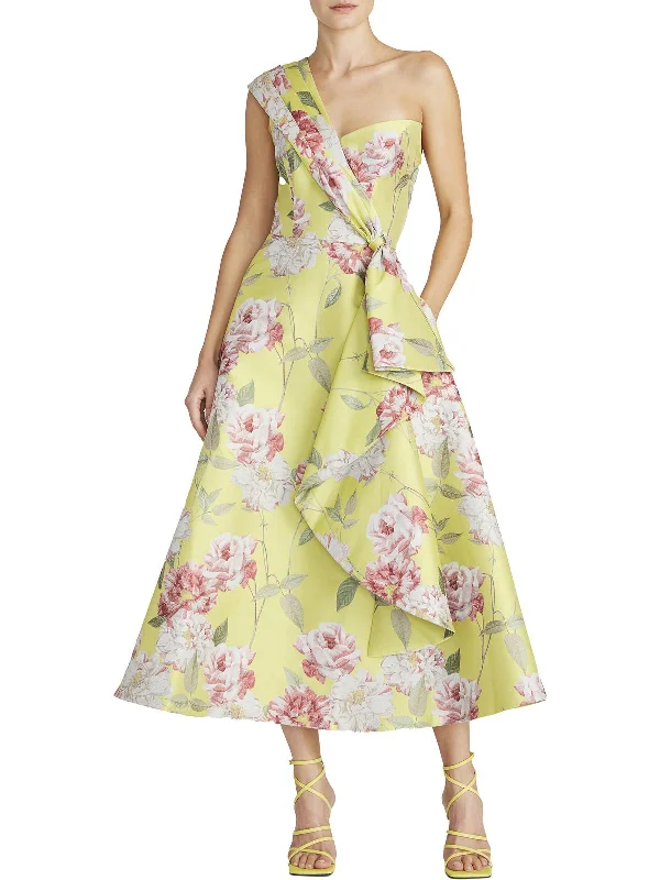 Womens Floral Print Long Midi Dress