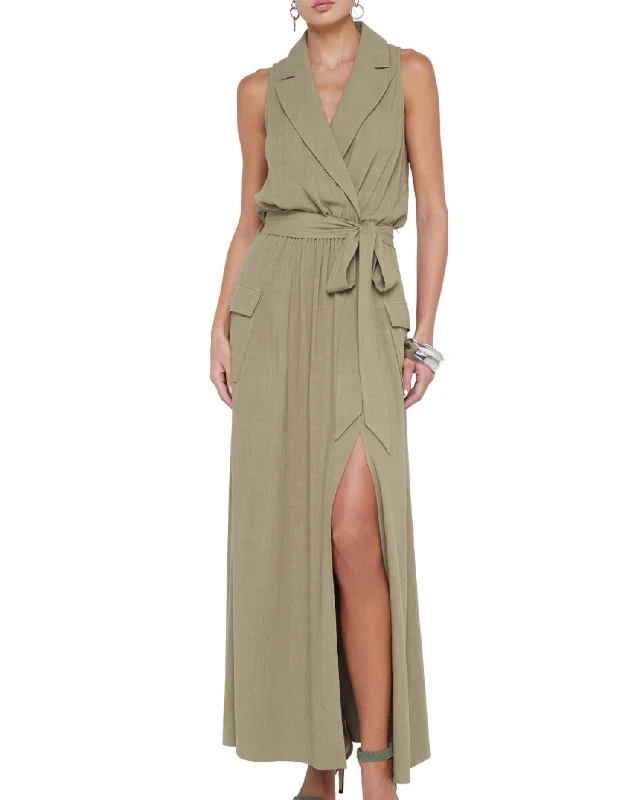 Mayer Military Maxi Dress In Covert Green