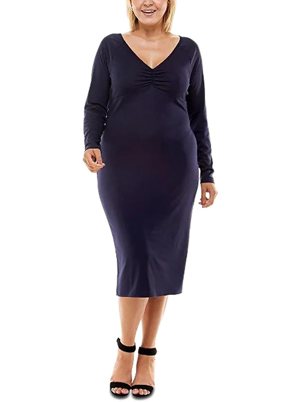 Plus Womens Cut-Out Juniors Midi Dress