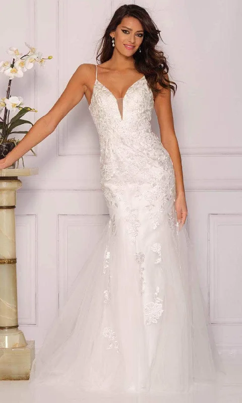 Dave & Johnny Bridal A10474 - Plunged V-Neck Bridal Gown