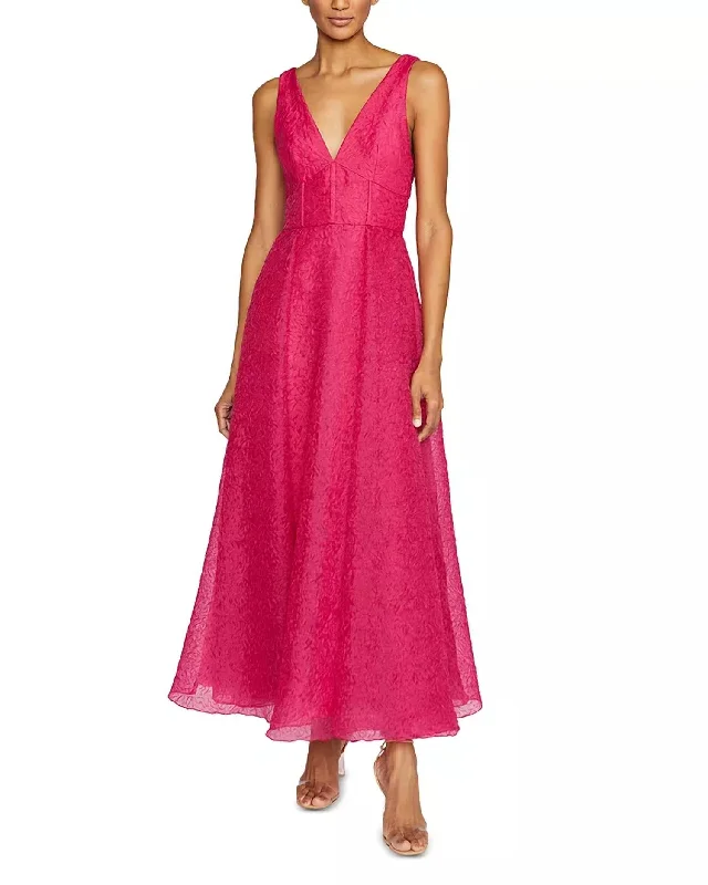 Giselle Sleeveless Midi Dress In Cerise Pink