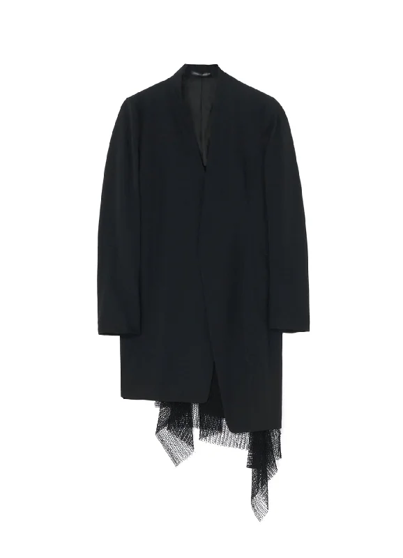 WOOL GABARDINE ASYMMETRIC LONG JACKET