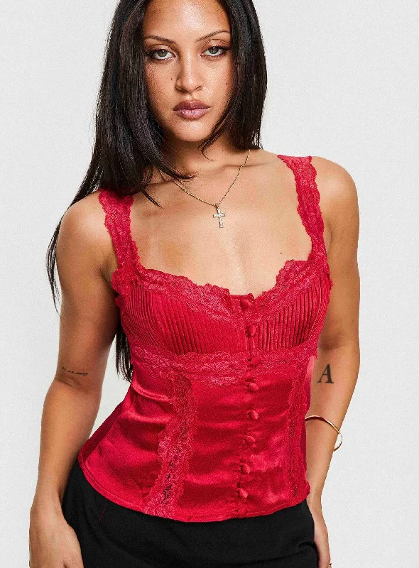 Stilling Lace Top Red