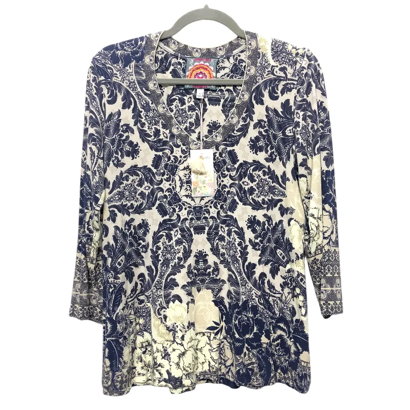 Top Ls By Johnny Was In Blue & Cream, Size:S